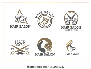 hairstyle logo set of six logos at an affordable price