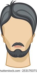 Cabeça de moda masculina penteado com bigode e barba