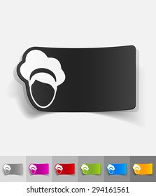 hairstyle paper sticker with shadow. Vector illustration