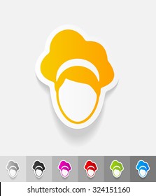 hairstyle paper sticker with shadow. Vector illustration