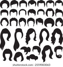 hairstyle sihlouete vector design illustrator