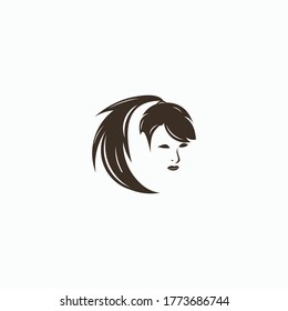 hairstyle silhouette woman beauty salon logo design vector illustration abstract