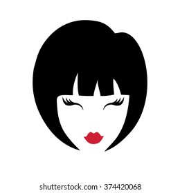 Hairstyle silhouette.Woman,girl,female hair.Beauty Vector,flat black icons.Beautiful  style,avatars,different fashion look.Haircut,styling.Trendy flat style.Fashion vector,image,look,salon logo,symbol