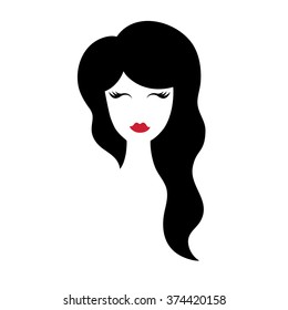 Hairstyle silhouette.Woman,girl,female with long  hair.Beauty Vector,flat black icons.Beautiful style,avatars,fashion look.Haircut,styling.Trendy flat style.Fashion vector,image,look,salon logo,symbol
