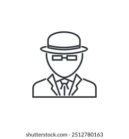 Hairstyle, style, detective, man, people, hat, suit icon, vector illustration