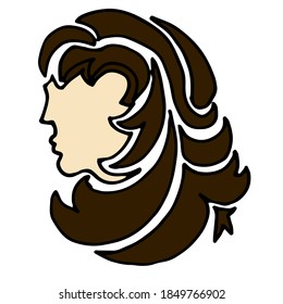 Hairstyle is woman. Cartoon characters. Vector illustration in flat design, isolated on white.