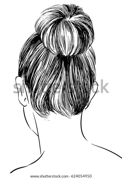 coiffures arriere plan femme avec bun image vectorielle de stock libre droits 624054950 coloriage ebay