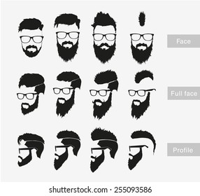 hairstyles with a beard in the face, full face and profile