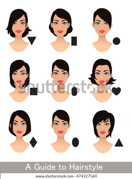 Hairstyles Different Face Shapes Short Haircut Stock Vector