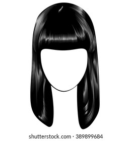 Hairstyles drawn in ink.  Black and white.
