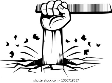 Hairstylist Arm Raised Up With Hand Holding Hairdresser Barber Equipment Tool For Cutting And Styling Hair Cut