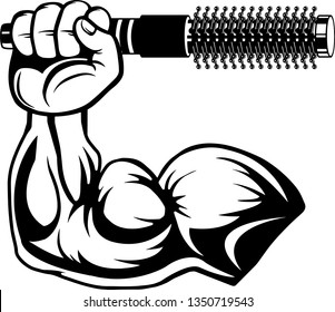 Hairstylist Arm Raised Up With Hand Holding Hairdresser Barber Equipment Tool For Cutting And Styling Hair Cut