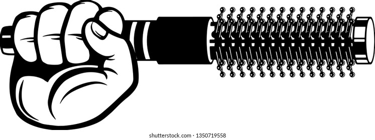 Hairstylist Arm Raised Up With Hand Holding Hairdresser Barber Equipment Tool For Cutting And Styling Hair Cut