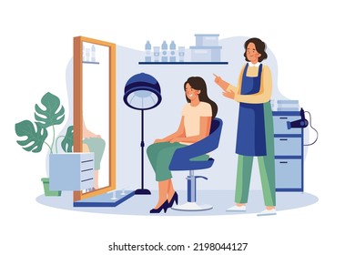 Hairstylist and Female Customer Talking in Hair Salon