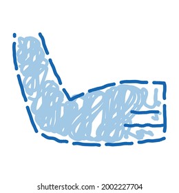 vectores de icono de boceto de axilas peleadas. Cartel pintado a mano de la línea azul del doodle de la línea de las axilas peludas. ilustración de símbolo aislado