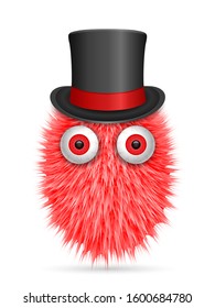 Hairy cartoon on a white background. Vector illustration.