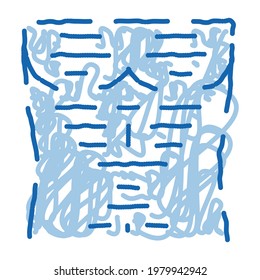 hairy chest sketch icon vector. Hand drawn blue doodle line art hairy chest sign. isolated symbol illustration