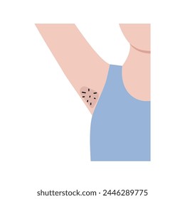 Hairy dark problem underarm armpit icon. Hair remove, beauty, laser treatment, waxing, body care concepts. Flat vector design isolated on white background illustration.