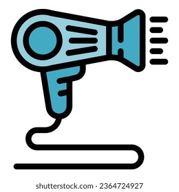 Hairy dryer icon outline vector. Hotel facility. Room resource color flat