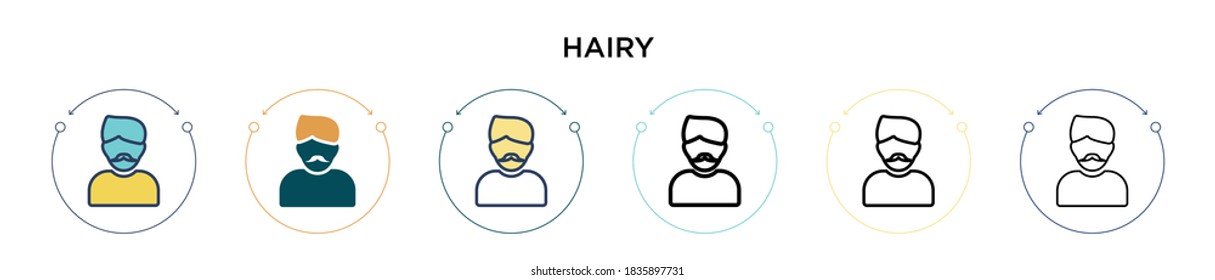 Hairy icon in filled, thin line, outline and stroke style. Vector illustration of two colored and black hairy vector icons designs can be used for mobile, ui, web