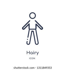 hairy icon from people outline collection. Thin line hairy icon isolated on white background.
