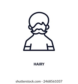 hairy icon. Thin line hairy icon from people and relation collection. Outline vector. Editable hairy symbol can be used web and mobile