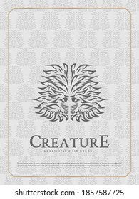 Hairy monster illustration with line art concept, can be used for logo, identity, tattoo, t-shirt design, card, poster or wallpaper