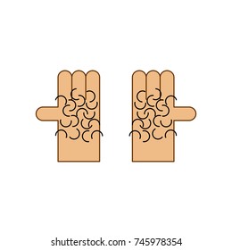 hairy palm of hand isolated. Vector illustration