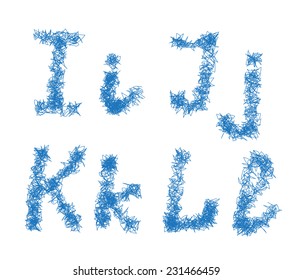 Hairy sketch alphabet. letters i j k l