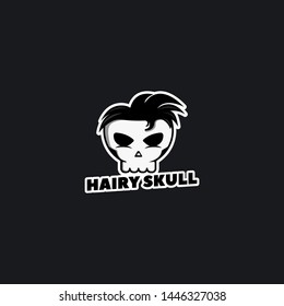 hairy skull design logo template - vector image