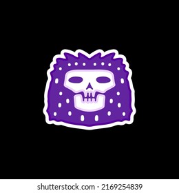 Hairy skull head, illustration for t-shirt, sticker, or apparel merchandise. With doodle, retro, and cartoon style.