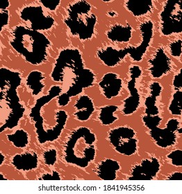 Hairy Style Vector Leopard Pattern Elegant Stylish Design Perfect for Fabric Print Amber Brown Seamless Background