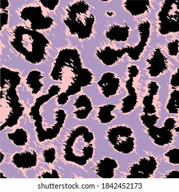 Hairy Style Vector Leopard Pattern Elegant Stylish Design Perfect for Fabric Print Lilac Seamless Background