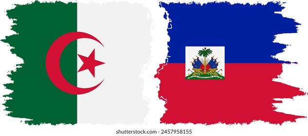 Haiti and Algeria grunge flags connection, vector