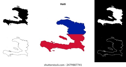 Haiti blank outline map set