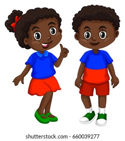 Haiti boy and girl with happy face illustration