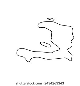 Haiti country simplified map. Thin black outline contour. Simple vector icon