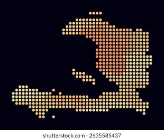 Haiti dotted map. Digital style map of the country on dark background. Haiti shape with circle dots. Colored dots style. Large size circles. Creative vector illustration.