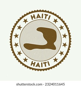 Haiti emblem. Country round stamp with shape of Haiti, isolines and round text. Attractive badge. Radiant vector illustration.