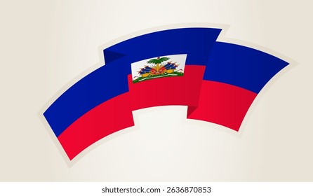 Haiti Flag in Abstract Ribbon Shape, National Symbol of the Haiti. This vector is ideal for use in national events, Independence Day, international sports competitions.