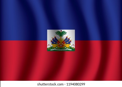 Haiti flag background with cloth texture.Haiti Flag vector illustration eps10.
