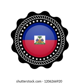 Haiti flag button. Made in Haiti label