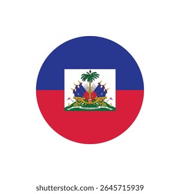 Botão Bandeira do Haiti, Ícone redondo da bandeira do Haiti, emblema da bandeira do Haiti Vetor