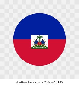 Haiti flag - circle vector flag isolated on checkerboard transparent background