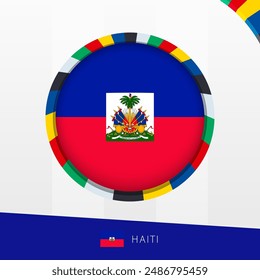 Haiti Flag with Colorful Circle Border. Vector icon.
