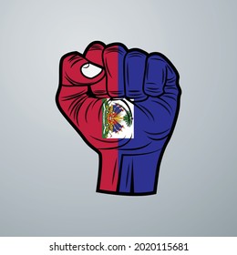 Haiti Flag with Hand Design isolated on white background. Vector illustration