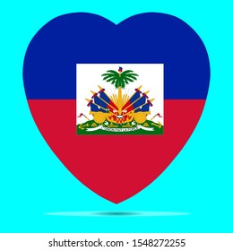 Haiti Flag In Heart Shape Vector