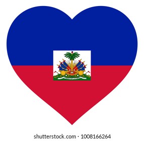haiti flag in heart vector illustration sign. Flag of haiti in the shape of Heart with contrasting contour, symbol of love for his country or valentine day, patriotism.