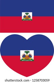 Haiti flag, Heart vector, sticker, eps10