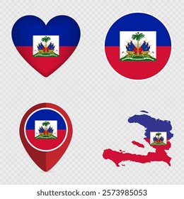 Haiti Flag Icons Pack. Vector illustration.
